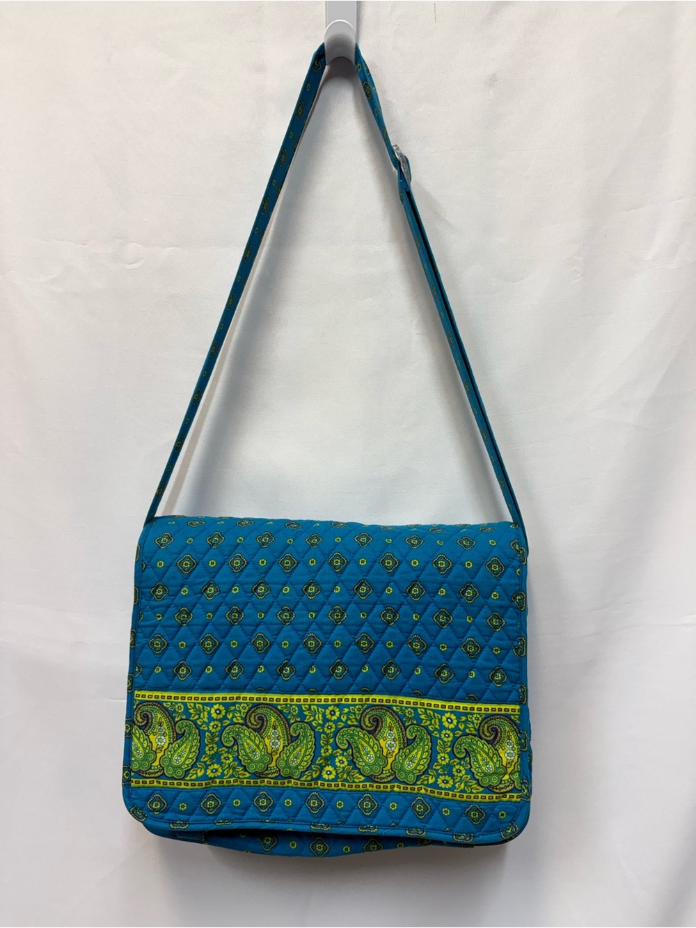 Blue & Green Quilted Paisley Messenger Bag - Women's Laptop Crossbody